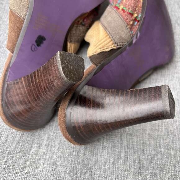 Kenzie Touch Corduroy Leather Brown Suede Clogs Mules Heels Women's Size 9M - Picture 11 of 13